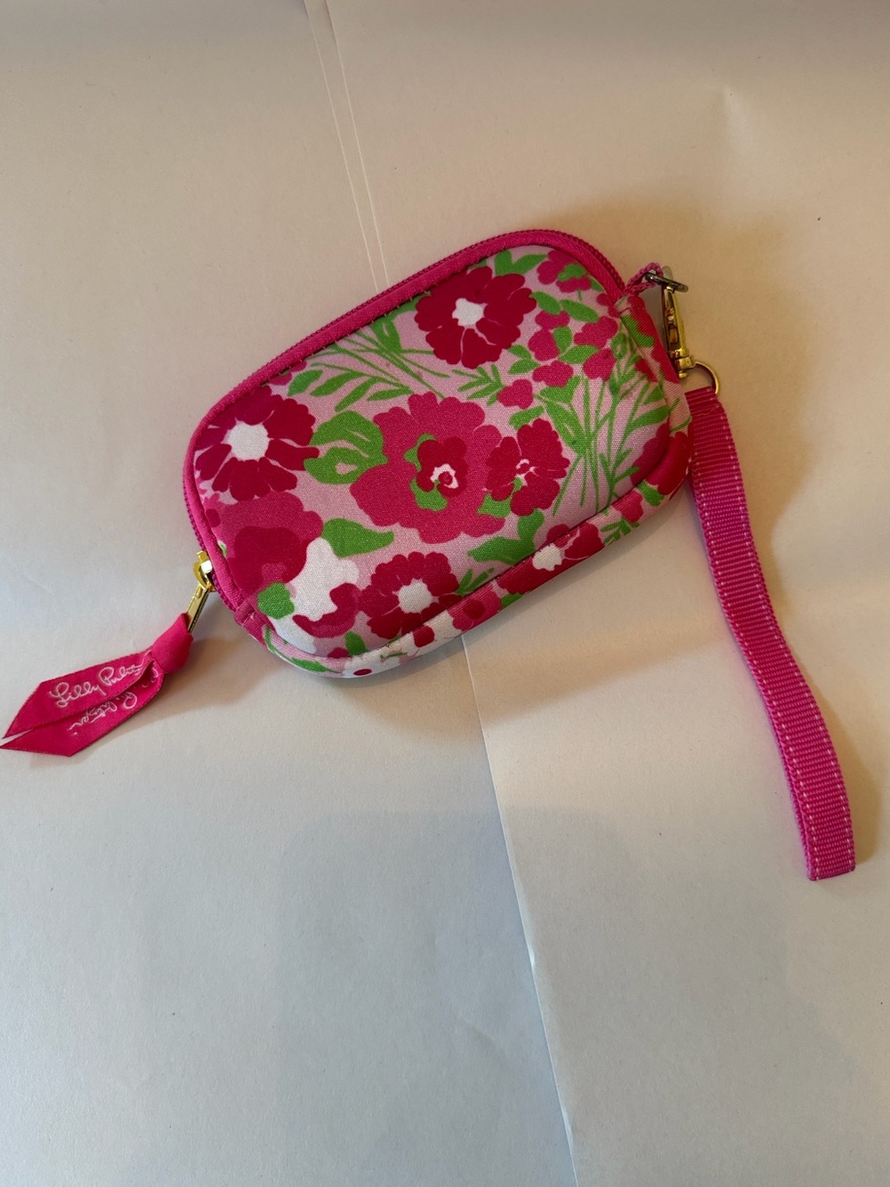 Lilly Pulitzer Pink & Green Small Floral Wristlet Pouch